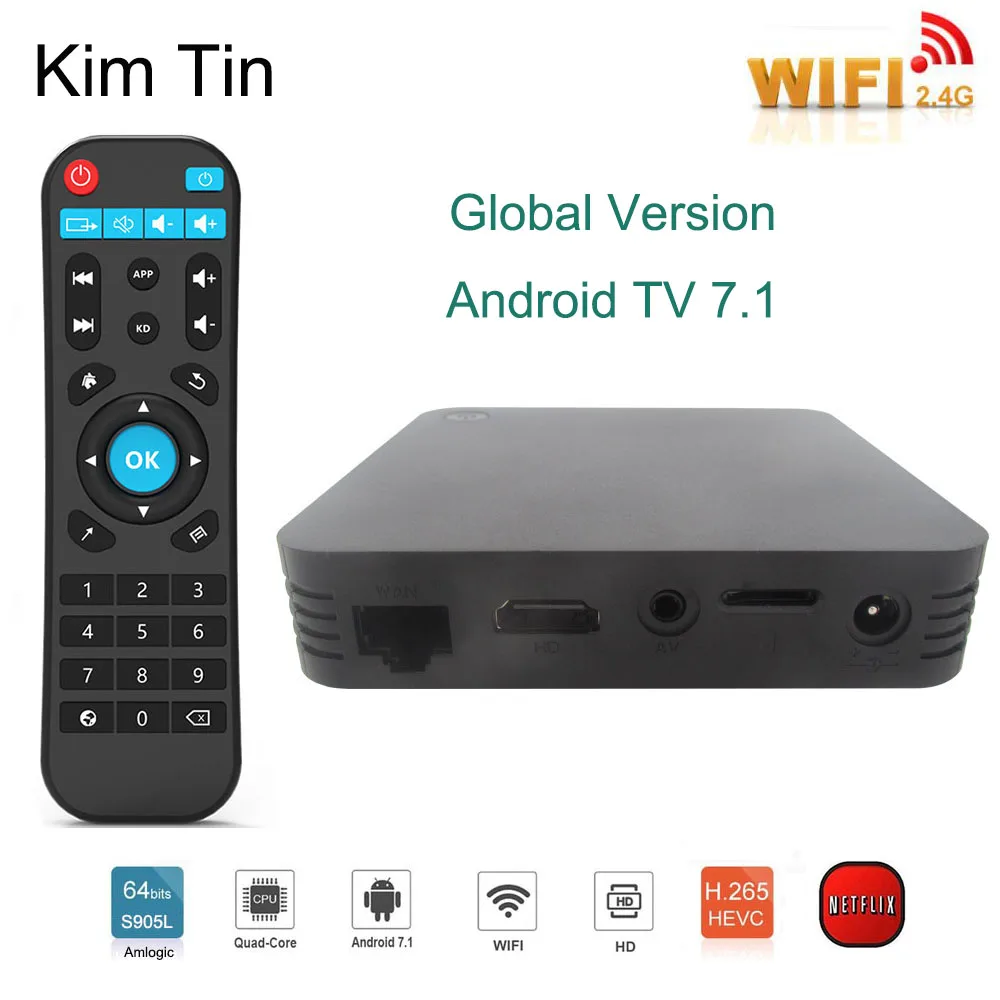 ТВ приставка X96L на Android 7 1 ГБ 8 четырехъядерный Amlogic S905L 2 4 ГГц Wi Fi H.265 HD поддержка 3D