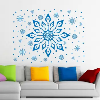 

2017 Christmas Art Vinyl Wall Stiker Snowflake Pattern Frozen Wall Mural Home Window Christmas Art Decor Wall Sticker D-158