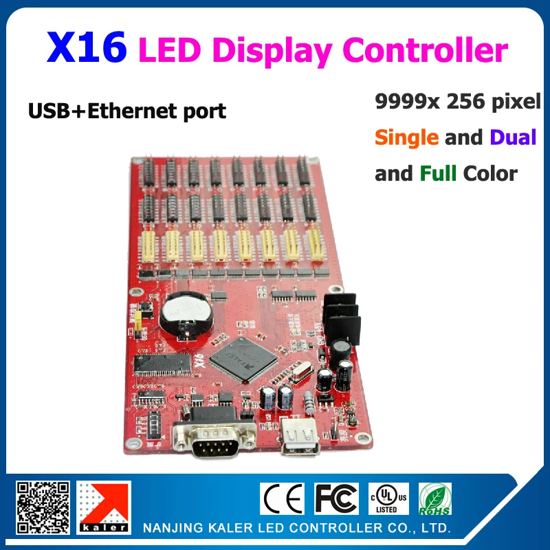

Kaler X16 9999x256 scrolling message display controller for big outdoor indoor full color led message display board 5 pcs a lot