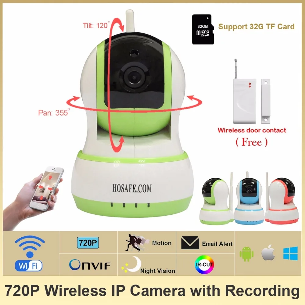 HOSAFE 1MW20 CMOS 1.0MP Home Security IP Camera w/ 10 IR LED, Door