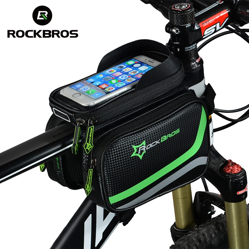 ROCKBROS MTB Bicycle Frame Front Bag Head Top Tube Double IPouch Touch Cycling Pannier For 5