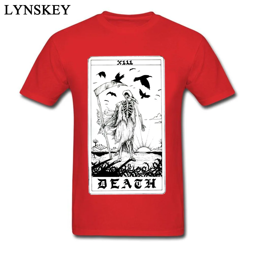 Men Designer Summer Tops Shirts Death Tarot Card Round Neck Summer 100% Cotton T-Shirt Group Short Sleeve Clothing Shirt red