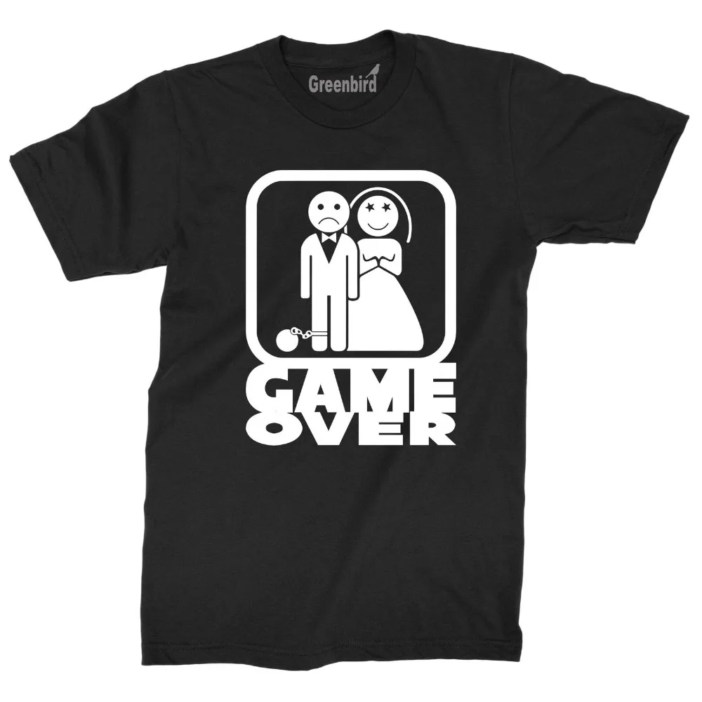 2018 Short Sleeve Cotton Man Clothing Game Over T-Shirt Funny Wedding Groom Bride Party Gift Love Marriage Tee |