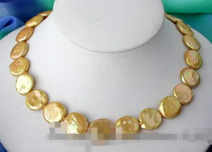 

FREE SHIPPING>@@> 3805 gold coin freshwater pearl necklace