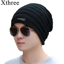 Xthree, зимние шапки бини, мужские вязаные шапки с подкладкой, сохраняющие тепло, мужские шапки, Зимние головные уборы для мужчин и женщин, шапки бини