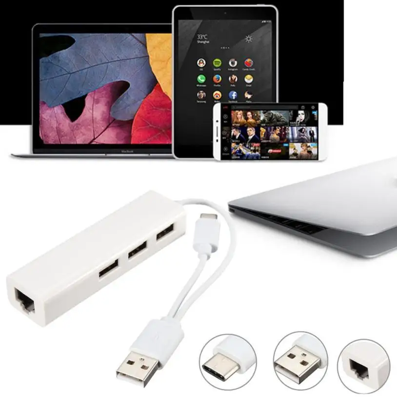 PC Твердый чехол для переноски USB 3 1 Тип C до Gigabit Ethernet Сетевой 2 0 Портовый