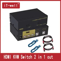 Это-USB HDMI коммутатор kvm 2 порте ПК МОНИТОР Tastiera Мышь Switcher Supporto клавиш Мышь Scansione Automatica di commutazion