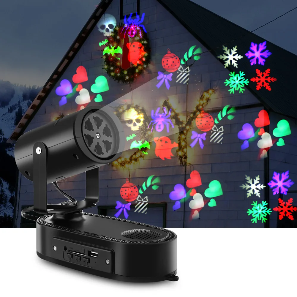 

ON SALE Christmas Projector Light 5W LED Stage Light Halloween Projector 4PCS Switchable Pattern Lens Festival Stage Lamp
