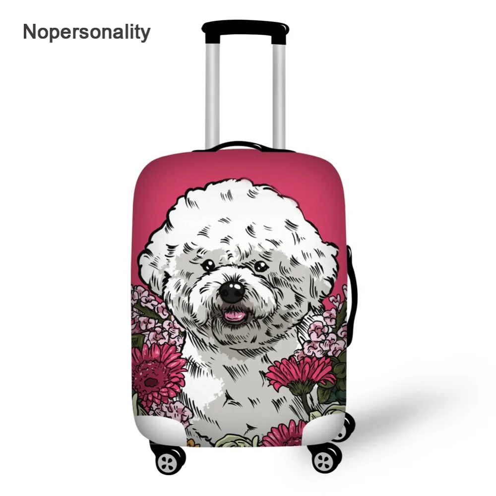 

Nopersonality Pink Bichon Frise Print Travel Luggage Cover Elastic 18-30inch Baggage Cover Stretch Travel Suitcase Cover Zipper