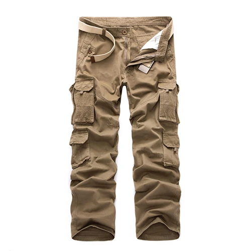 Мужские брюки карго, Мужская городская тактическая одежда, военные брюки с несколькими карманами, Уникальные повседневные брюки из ткани Рипстоп, размер 28-40 - Цвет: Хаки