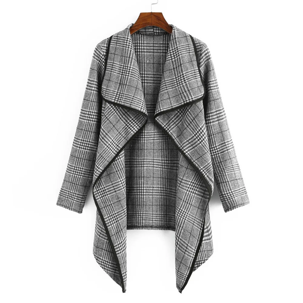 Winter New woman stitching open front long sleeve coat