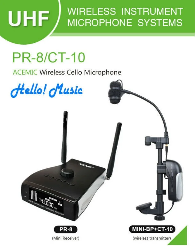 

Promotions Recommended New ACEMIC PR-8/CT-10 Professional stage true diversity Wireless Instrument Microphone Cello microphone
