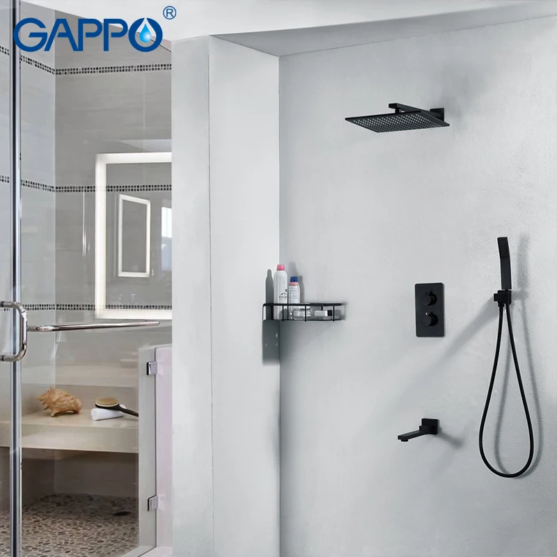 

GAPPO Shower faucets bathtub faucet mixer bathroom mixers concealed constant temperature faucets Black shower bath sets