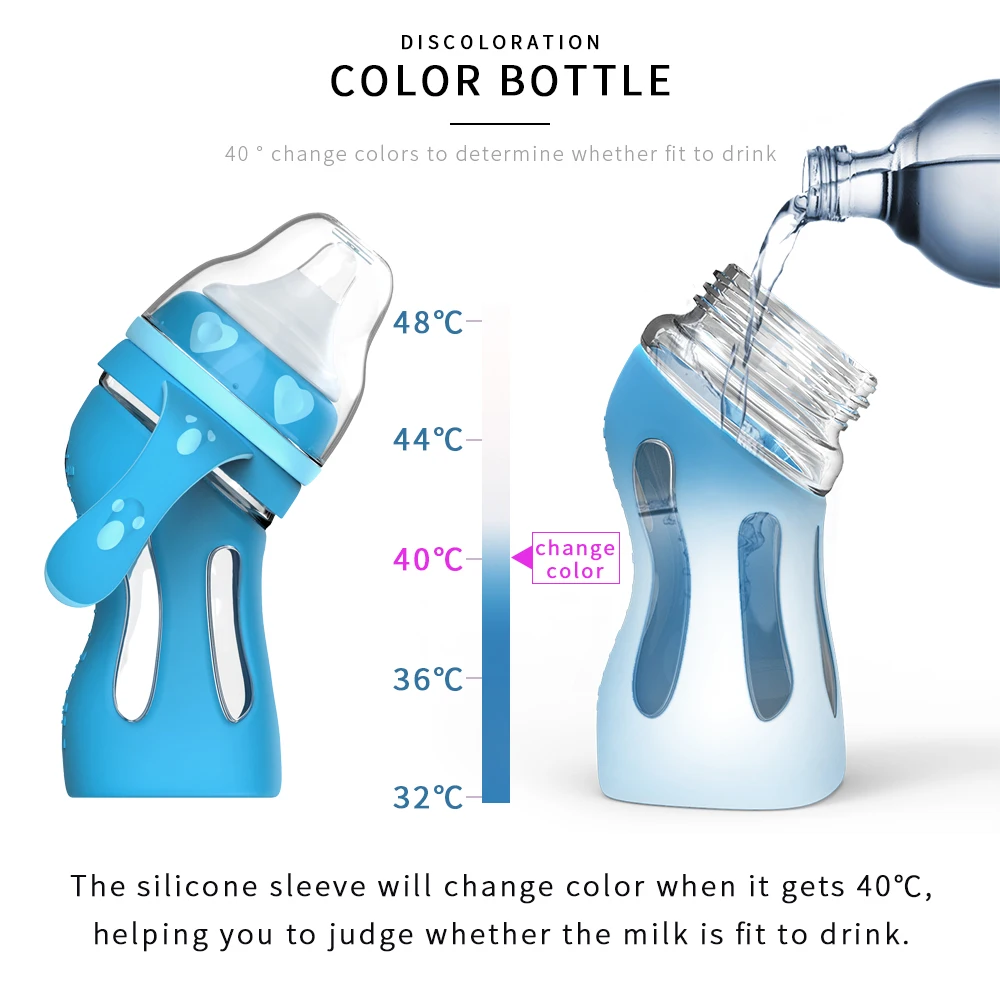 Стеклянная бутылочка для кормления младенцев 180 мл 240 мл, устойчивая к падению, Антиколиковая бутылочка для молока для новорожденных, инфракрасная бутылочка для молока