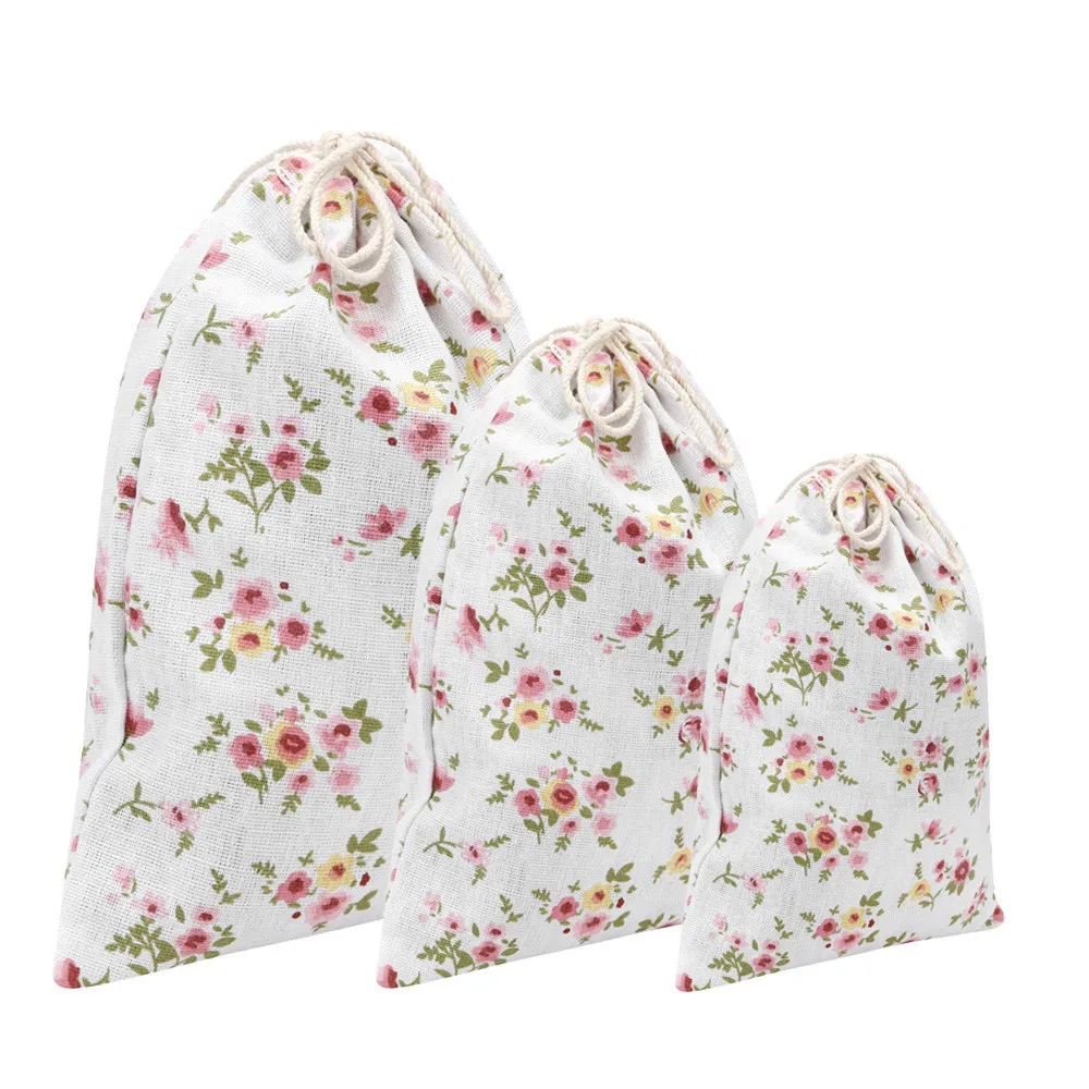 

Drawstring Bags Floral Printing Girls Travel Clothes Storage Mini Pouch Non-woven Fabrics 3Sizes mochila feminina 1.0L