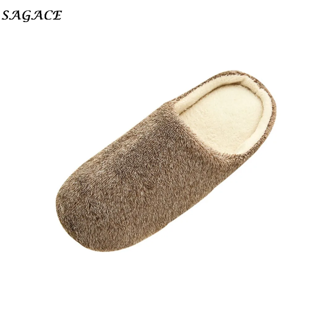 

SAGACE shoes Women Men Anti-slip Home Warm Flock Slipper Fashion 1cm Family Winter Bedroom Casual With Plush Slipper Shoes