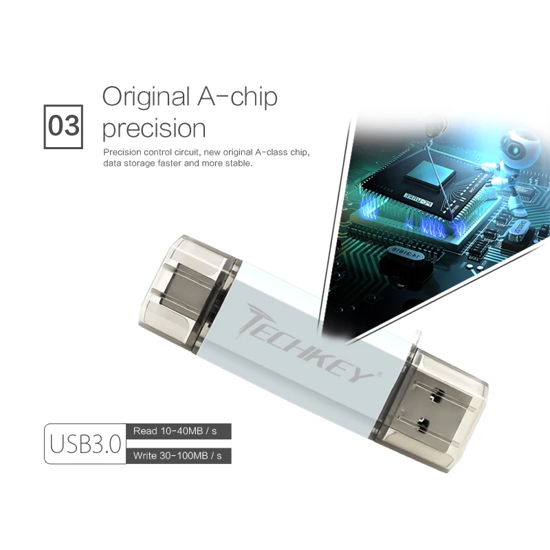 USB флеш накопитель TECHKEY usb 3 0 Type C 1 дюйма 64 ГБ 32 16 ГБ|usb stick 16gb|usb stick32gb | - Фото №1