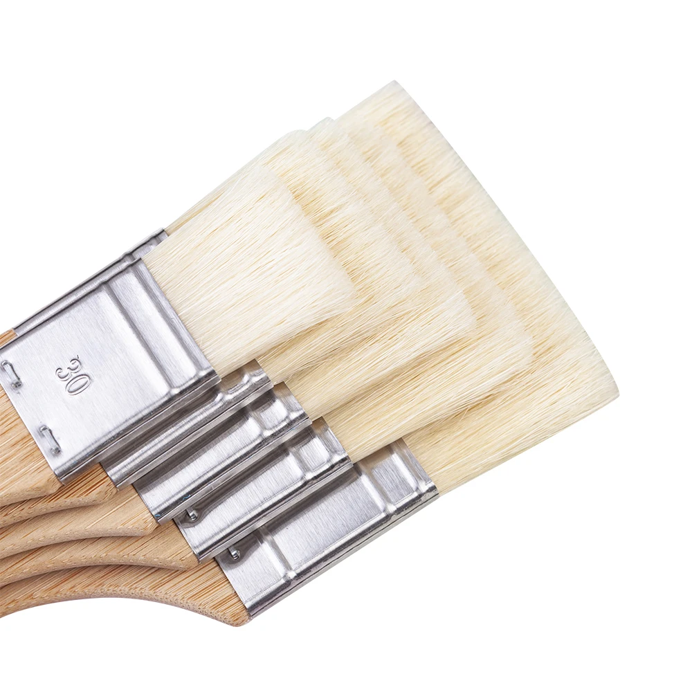 3867F high quality one piece Chunking bristle hair wooden handle acrylic oil gesso paint art brush