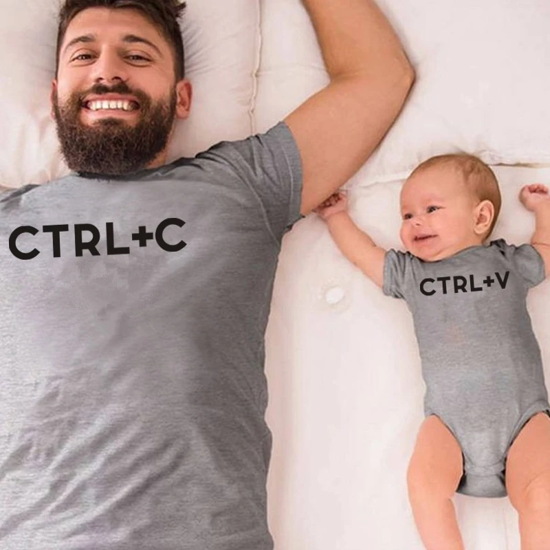 

QZ0001 Ctrl+C And Ctrl+V Printed Matching Dad T-shirt Or Baby Bodysuit Perfect Gift For Father's Day