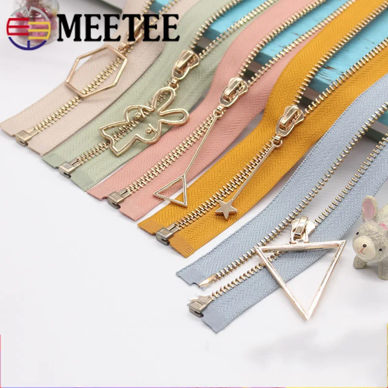 

Meetee 5# 50-80cm Metal Open-End Zipper Slider DIY Crafts Tools Zipper for Sewing Zip Garment Coat jacket Accessories AP544