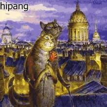 Домашнее Украшение настенное искусство Кот влюбленные картины картина маслом по номерам DIY Цифровая живопись на белье Европа