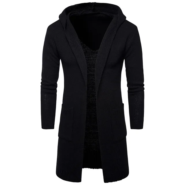 men's hooded knit cardigan