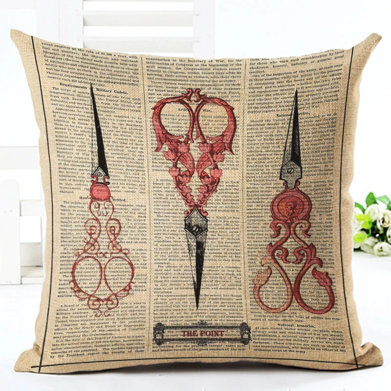 

2016 New Arrival Creative Retro Pictorial Throw Pillow Cojines Chair Cushion Almofadas Cotton Linen Square