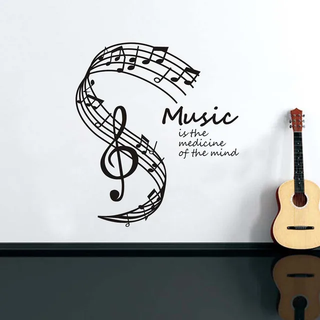 Music Is The Medicine Of Mind Wall Sticker For Kids Room Musical Notes Stave Removable Music Is The Medicine Of Mind Wall Sticker For Kids Room Musical Notes Stave Removable