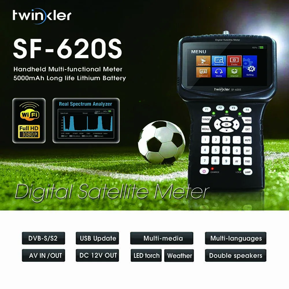 Twinkler SF-620S Satfinder с 4,3 дюймовым ЖК-дисплеем с поддержкой анализатора спектра CS PowerVu Biss WiFi CCTV камера цифровой спутниковый искатель