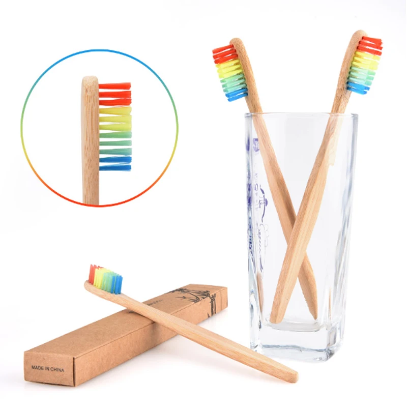 1 шт цветная головка бамбуковая зубная щетка для окружающей среды деревянная Радужная бамбуковая зубная щетка для ухода за полостью рта мягкая щетина инструмент для ухода за полостью рта