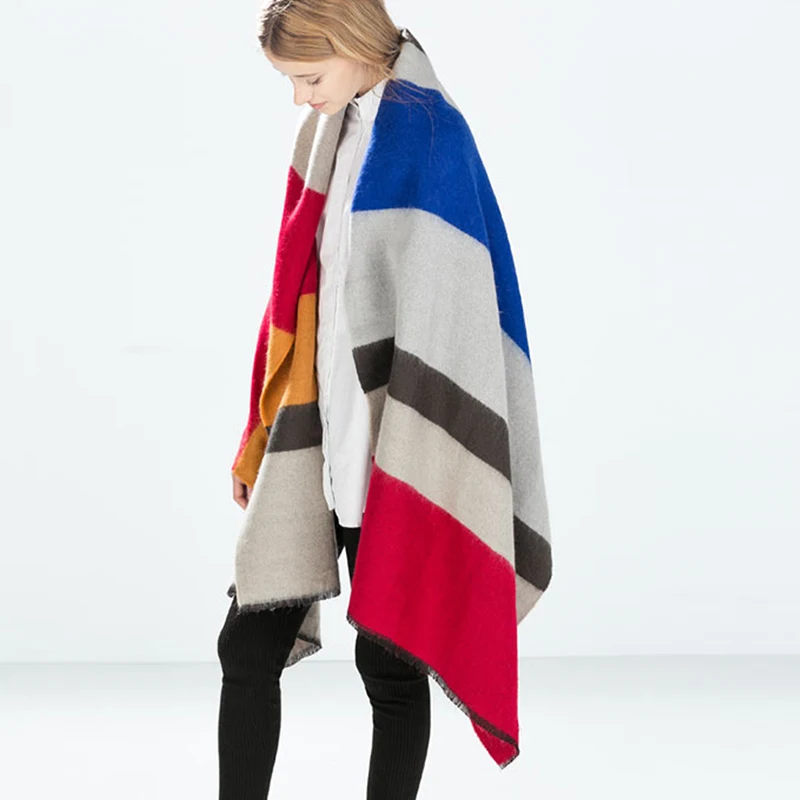 

Mingjiebihuo New winter Korean fashion wool handmade warm scarf thickening Lengthening and widening women girls knitted scarf