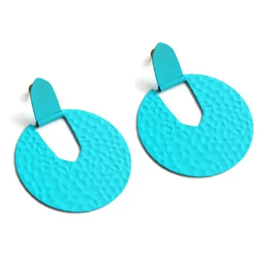 

Symmetric Harmmed Big Disc Copper Summer Spring Colors Water Drop Earrings