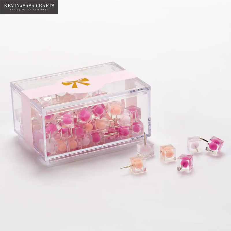 

80Pcs/Set Pink Color Push Pins Metal Thumb Tacks Pushpin Thumbtack Office Supplies Schools Stationery Tools Luxury Office Tools