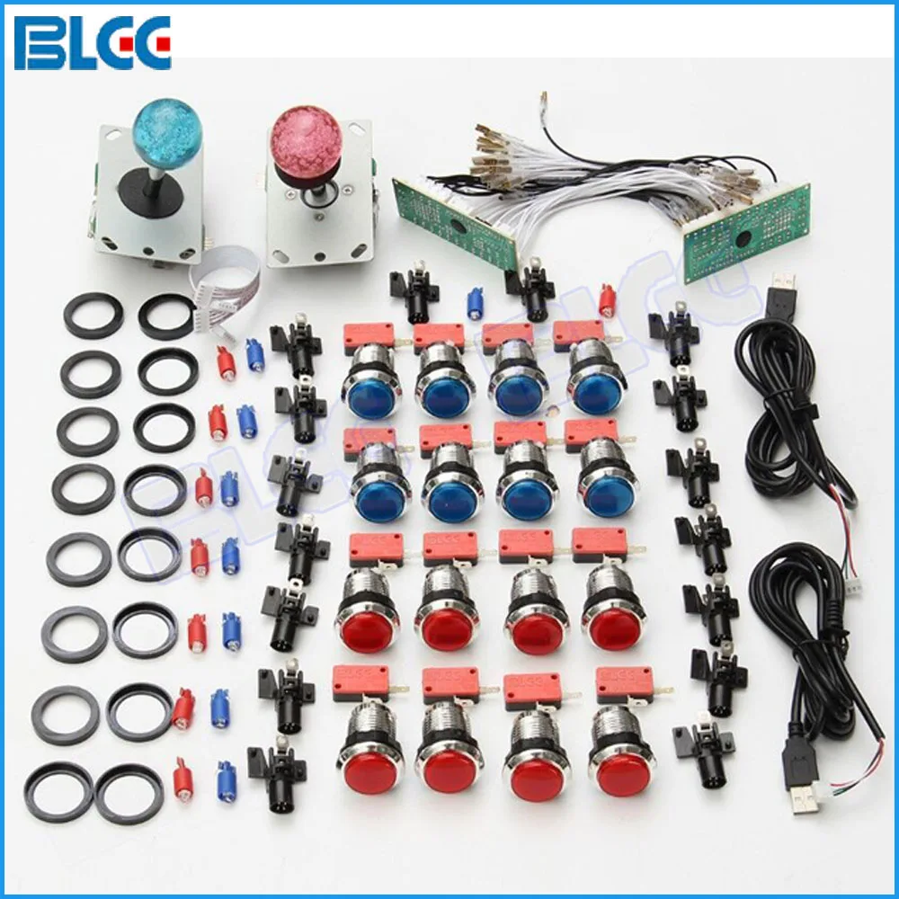 

12 V LED Button Zero Delay USB Encoder Kit with 4/8 Way Illuminated Arcade Joystick for Arcade Parts Replacement