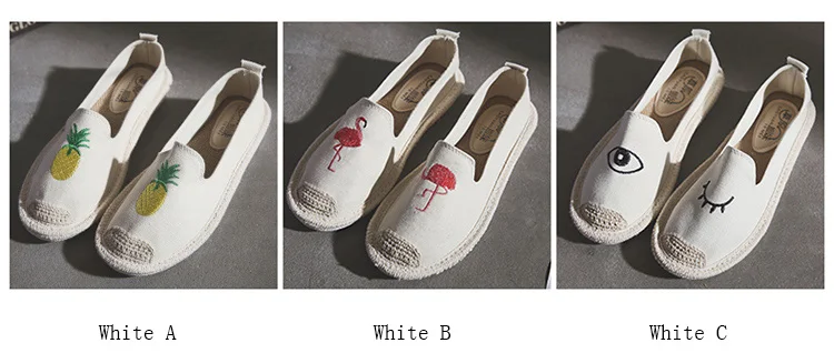 Kalupao 2018 Girls Shoe Embroidery Embroidery  Flamingo Canvas Shoes Summer Flat Asakuchi Fisherman Shoes Breathable Casual Shoe (4)