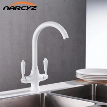 Free Shipping White paint double handle kitchen mixer deck Kitchen faucet Sink Mixer HOT and COLD kitchen Tap Faucet XT-11