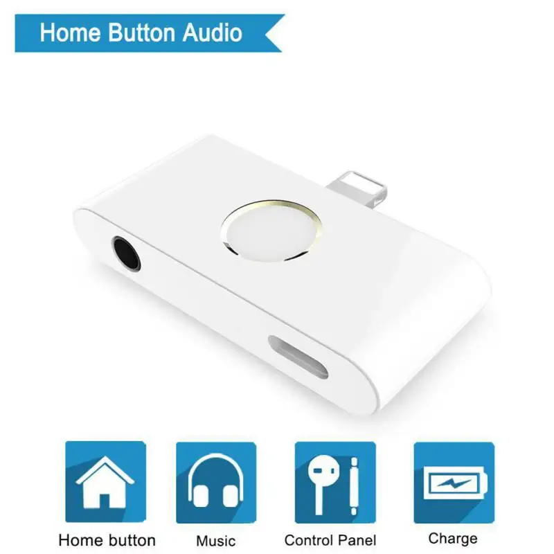 

2019 New External Home Button Audio Earphone jack Charge Adapter for iPhone X/8/8 plus/ 7 /7plus/ iPad 4