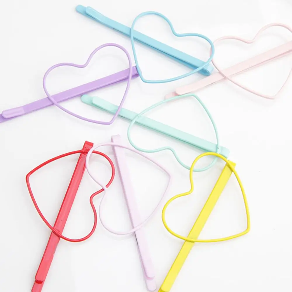 2pcs Cute Candy Heart Shape Color Kid Girl Hairpin BB Heart Hair Clips Hair Accessories Gift Hairgrip For Women Girls