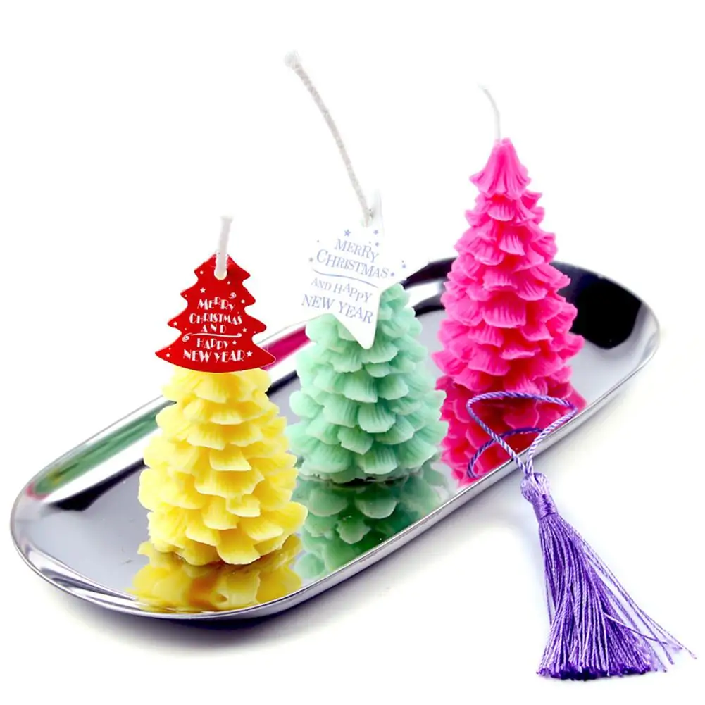 3D Stereo DIY Handmade Candle Mold Christmas Tree Candle Making Model Reusable Tealight Scented Candles Shaping Mould