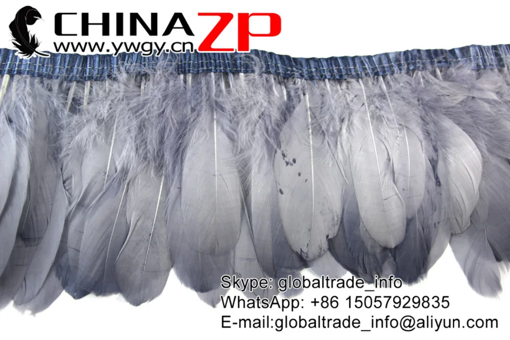 CHINAZP завод новейший оперение экспорт 10 ярдов/партия лучшее качество окрашенный серый гусиное перо бахрома отделка