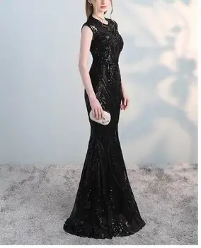 

Top Quality Sequin Long Party Dress Bodycon Celebrity Sexy Night Club Black Blue Evening Party Dresses Summer Women Long