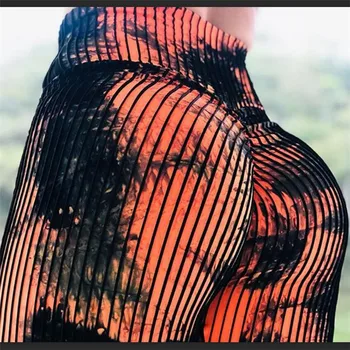 

Hot Breathable Leggings print sports hips slim pants women Leggings with color grid prints 2019 explosions fashion Fitness pants