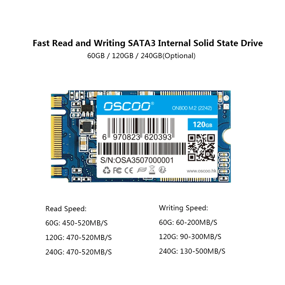 OSCOO NGFF Внутренний твердотельный накопитель SSD 60 ГБ 120 ГБ 240 ГБ Мини SSD диск легкий для хранения ноутбука настольные компьютеры gamer