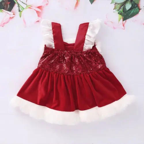 Рождественские пышные вечерние мини-платья принцессы с блестками для новорожденных девочек Милая одежда для маленьких девочек летняя одежда для детей от 0 до 18 месяцев