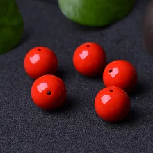 20 adet/grup yüksek kaliteli yuvarlak Cinnabar boncuk 4mm 6mm 8mm 10mm 12mm 14mm kırmızı spacer Charm boncuk DIY güzel takı yapımı bulguları