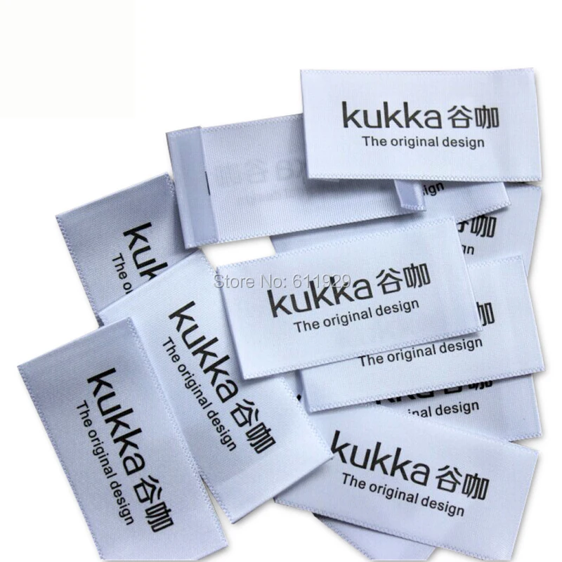 

Free shipping custom printed satin labels/tags/garment clothing labels/tags/woven labels/trademark 1000 pcs a lot