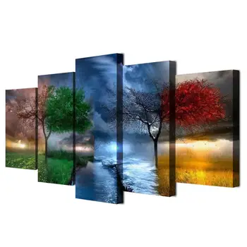 

Drop shipping 5 Panel Wall Art Pictures Canvas Painting abstract canvas poster painting decoration for living room LW064