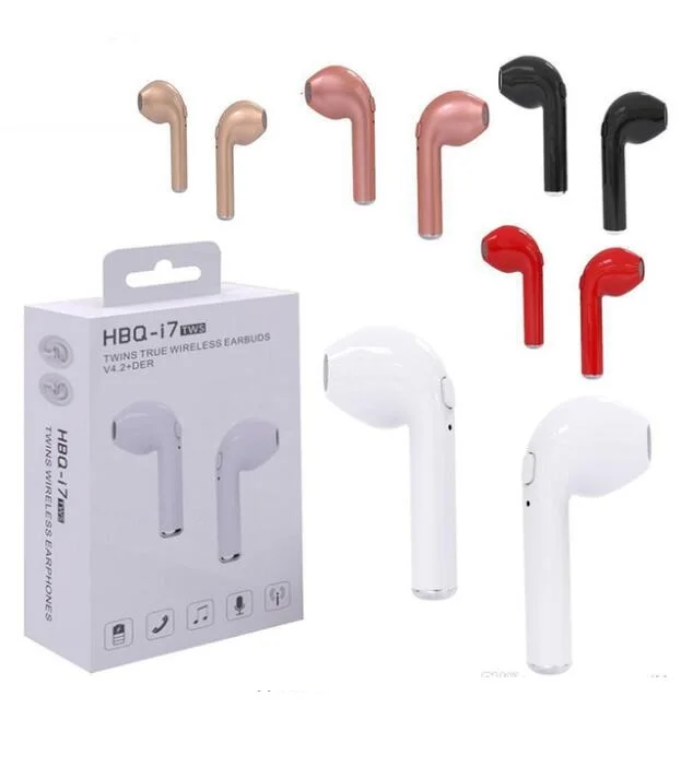 Goede 10 stks Originele HBQ i7 TWS Tweeling True Draadloze Oordopjes Oortelefoon Mini Bluetooth V4.2 DER Stereo Voor iPhone 6 7 8 X met retail box