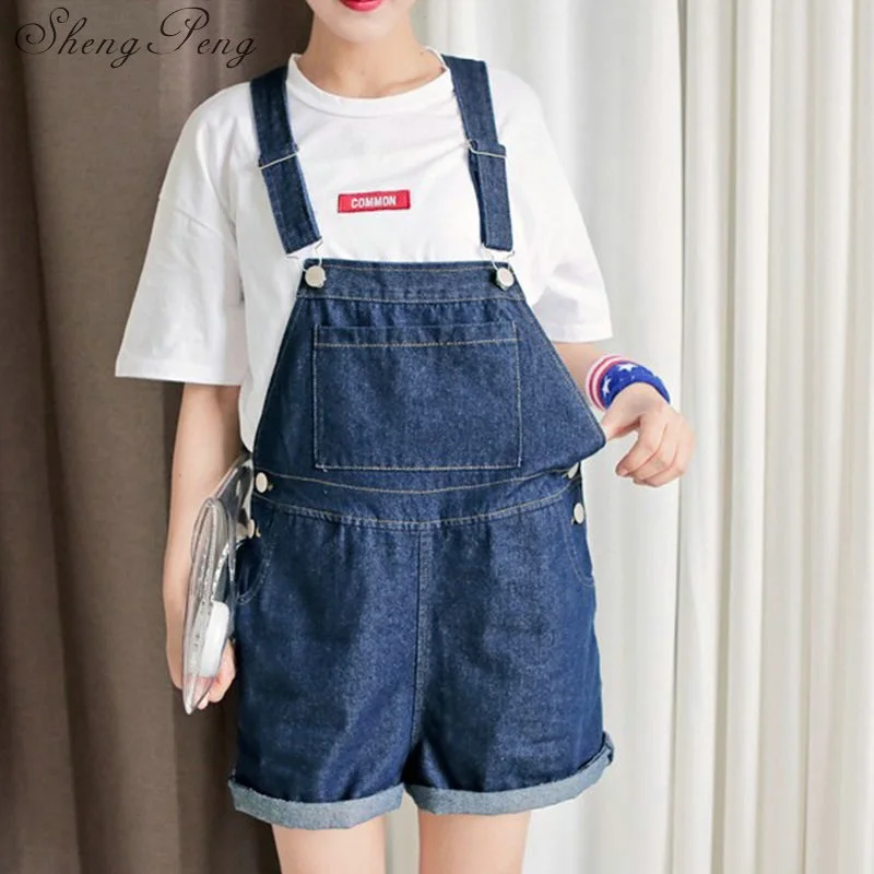 blue jean jumpsuit shorts