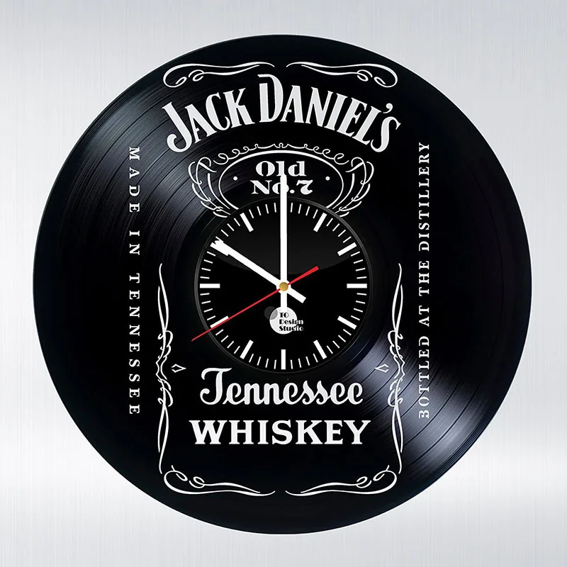 

Bottle of Wine Vinyl LP Record CD Wall Clock 3D Modern Design Letters Cool Hanging Watches for Home Decoration Home Living